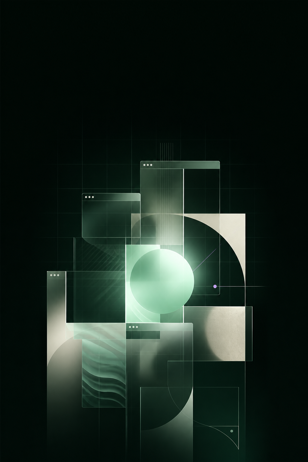 Poster digital orisinal Gooy Studio dengan warna forest, mint, dan cream