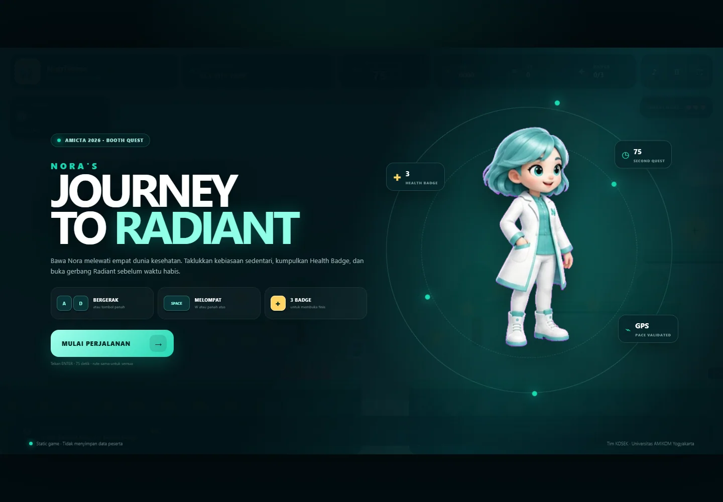 Tampilan website Nora’s Journey